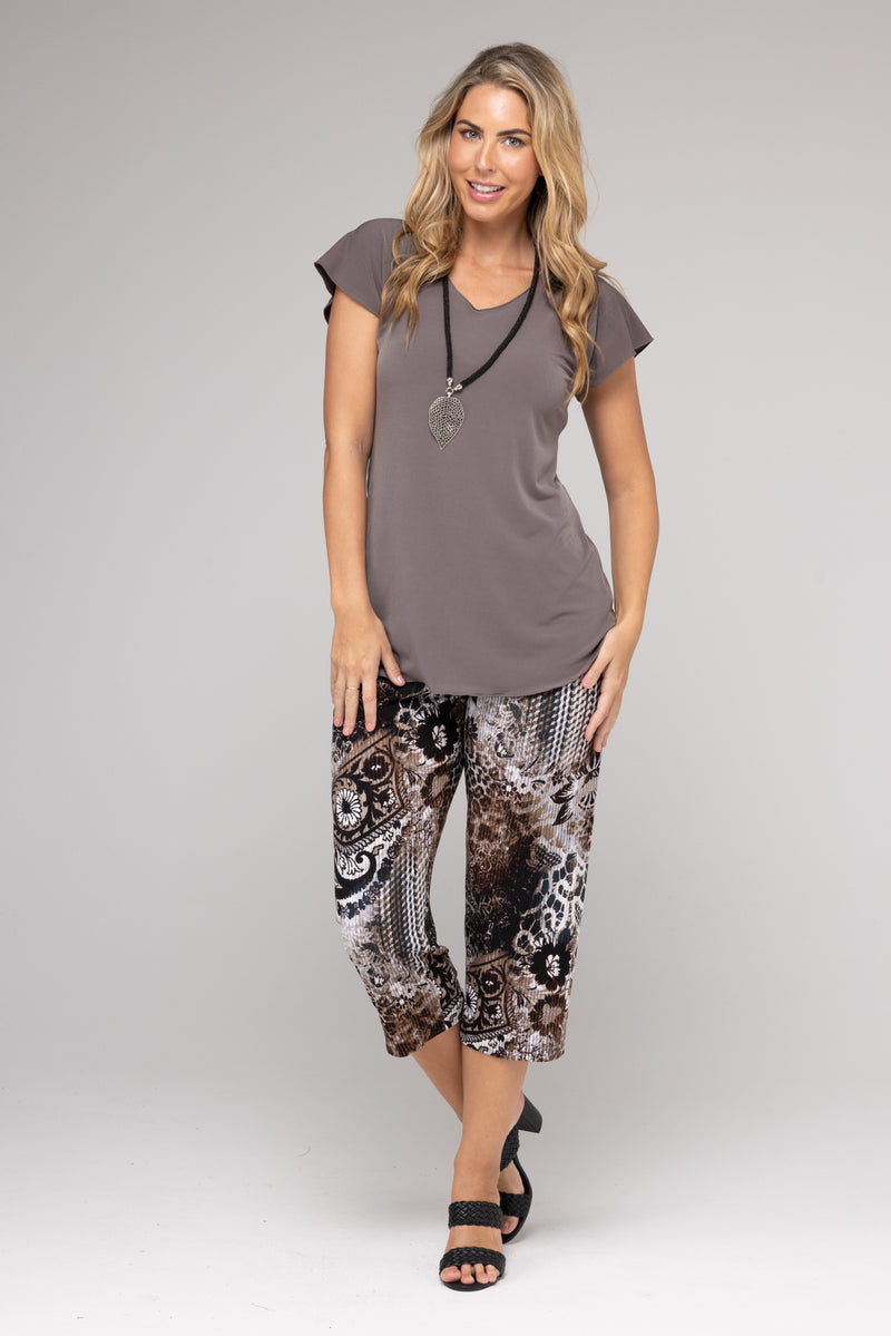 Feline Print 3/4 Jersey Palazzo Pants