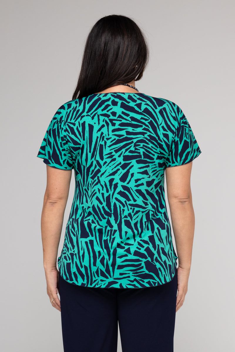 Shard Print Longer Sleeve Jersey Top