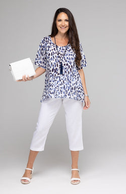 White Linen Capri Pants
