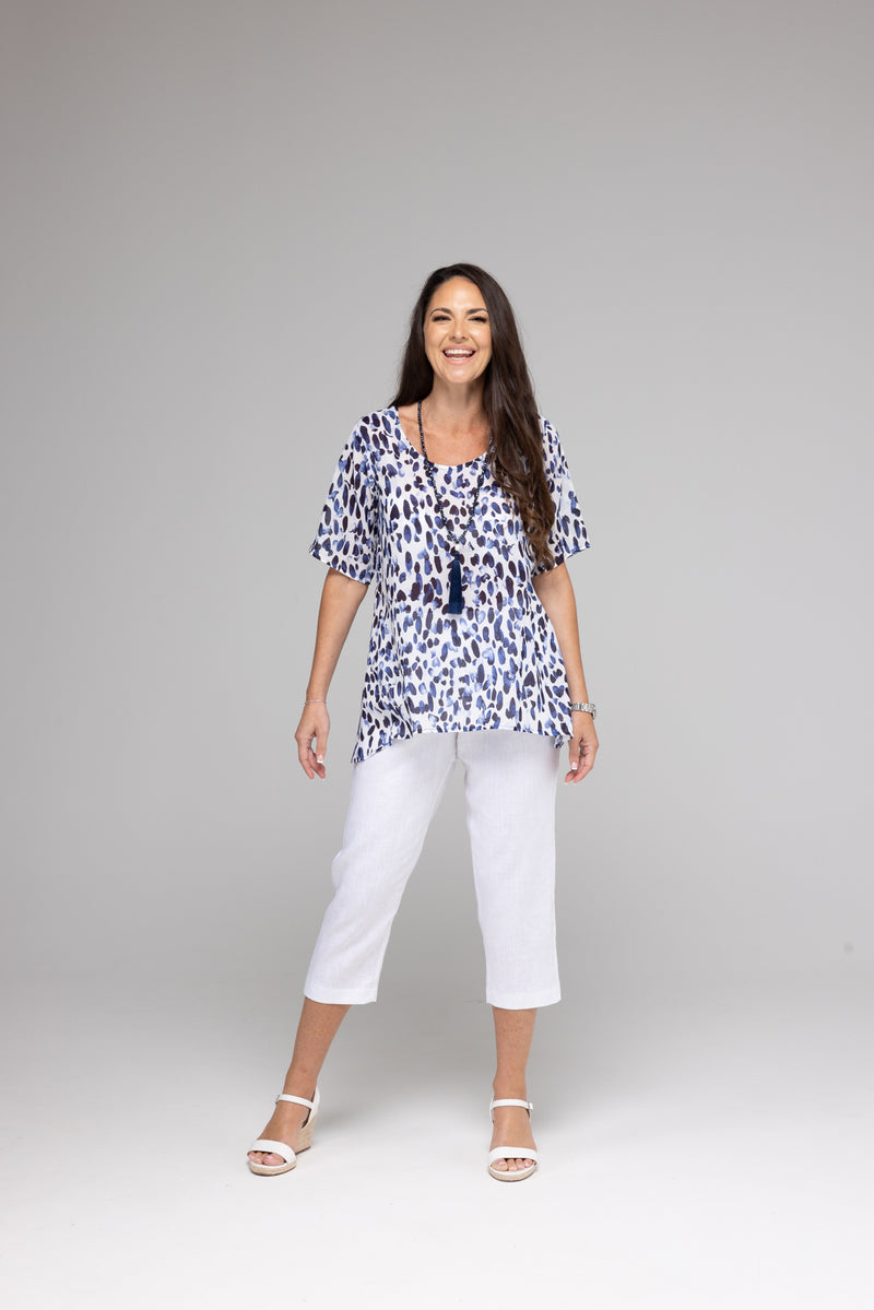 White Linen Capri Pants