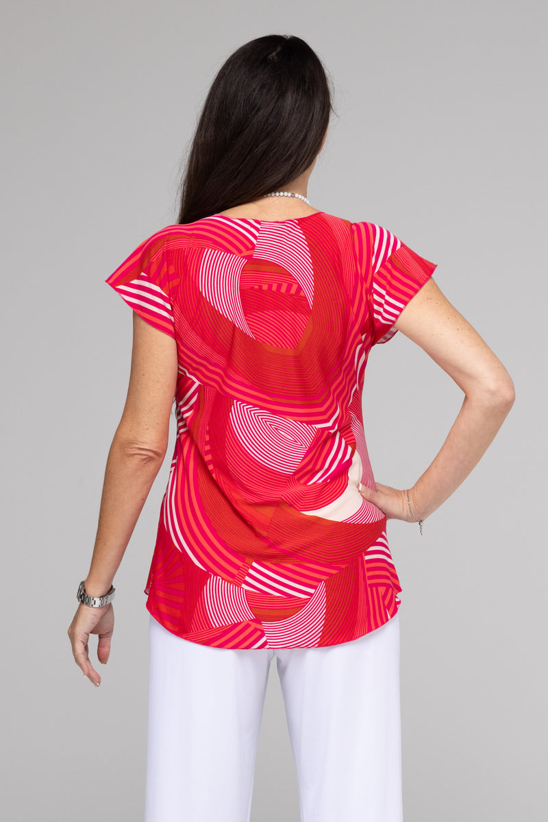 Retro Print Short Sleeve Jersey Top