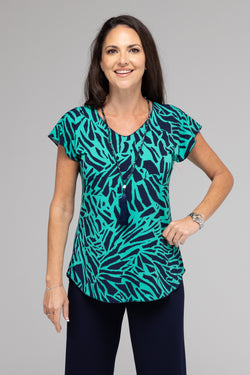 Shard Print Short Sleeve Jersey Top