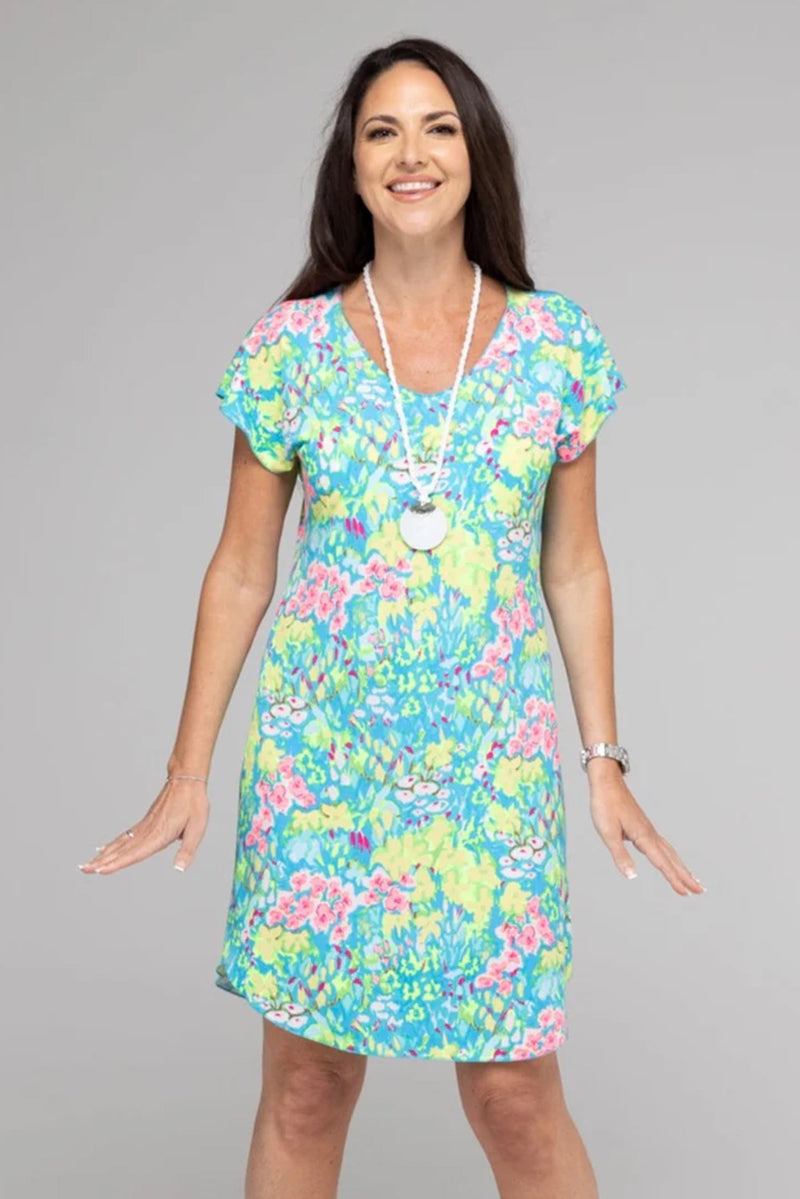 Neon Short Sleeve Jersey Shift Dress