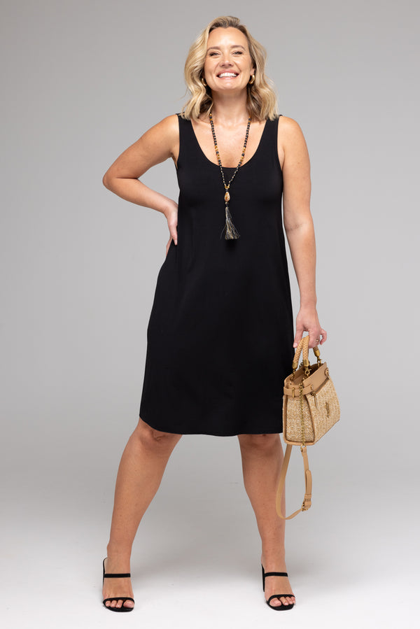 Black Jersey Sleeveless Dress