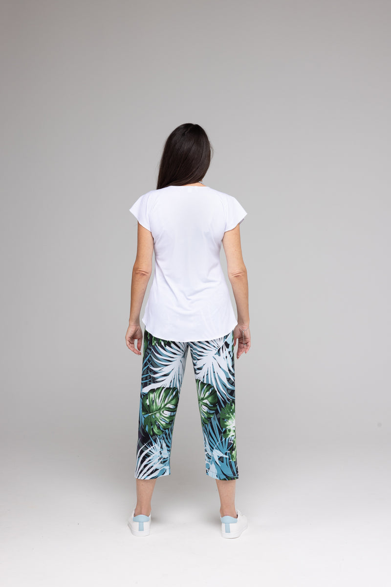 Hawaii Print 3/4 Jersey Palazzo Pants