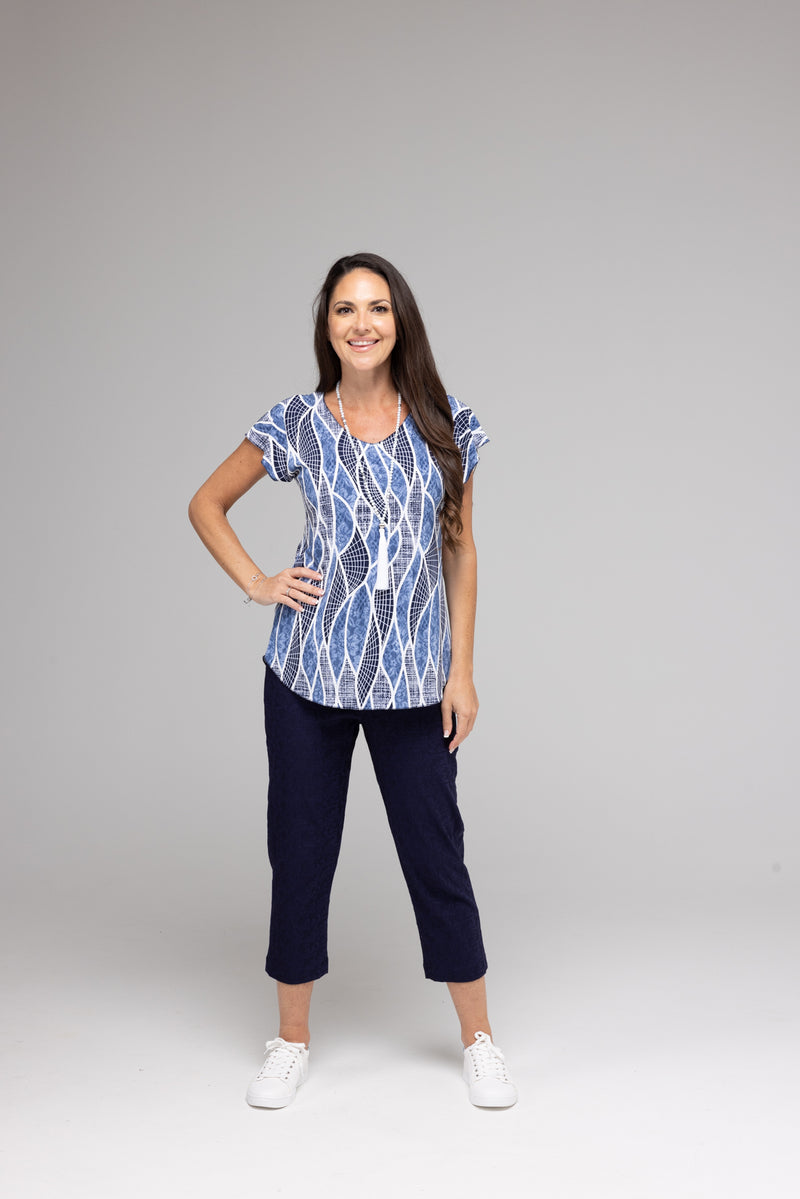 Sapphire Stretch Rayon Nylon Capri Pants