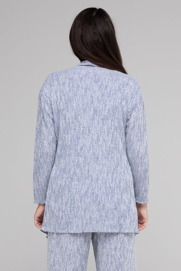 TWIN SET - Sky Haven Poly/Rayon Knit Feature Stitched Top + Cardigan