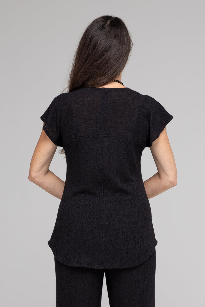 Black Haven Poly/Rayon Knit Feature Stitched Top