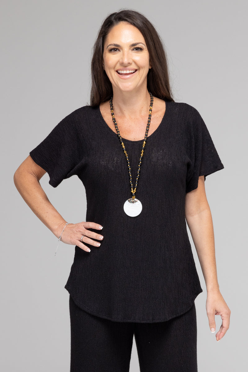 TWIN SET - Black Haven Poly/Rayon Knit Longer Sleeve top + Cardigan