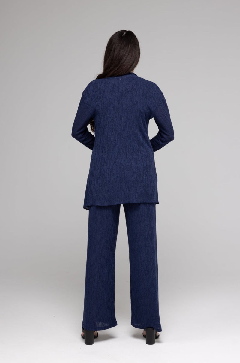 TWIN SET - Navy Haven Poly/Rayon Knit Longer Sleeve top + Cardigan