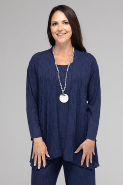 TWIN SET - Navy Haven Poly/Rayon Knit Longer Sleeve top + Cardigan