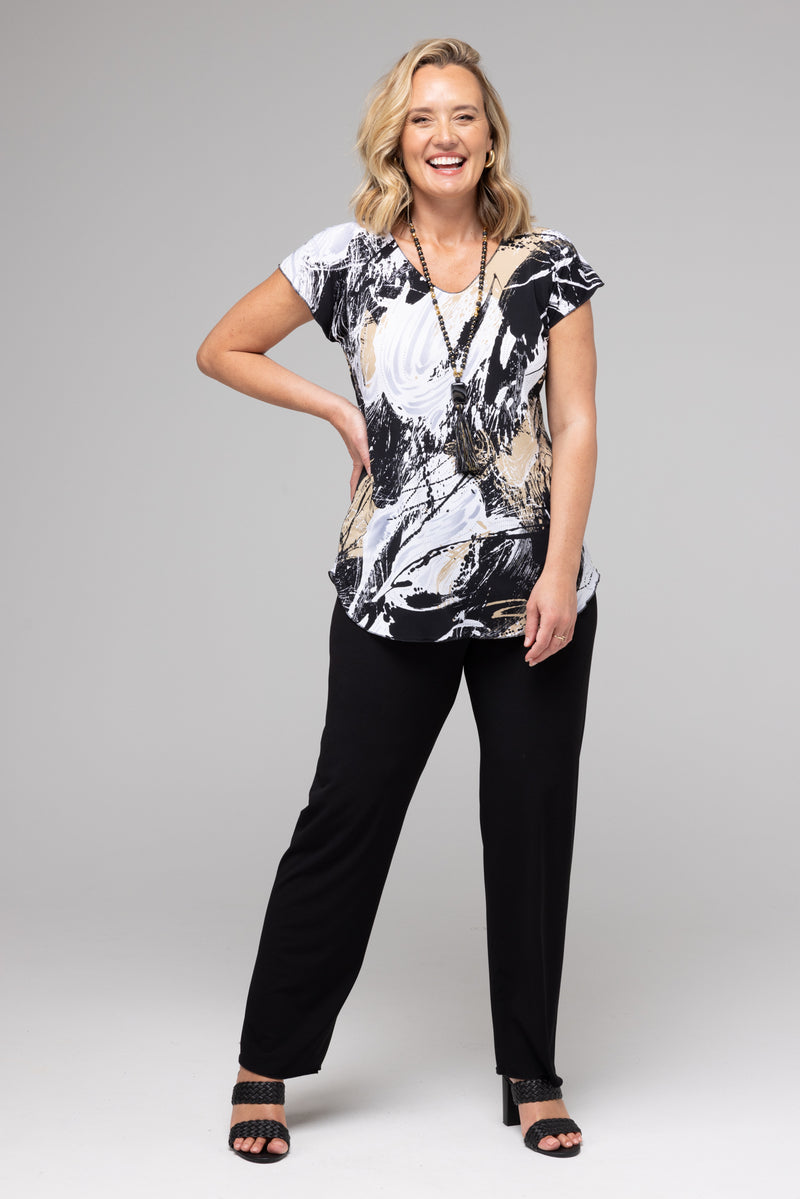 Black Tapered Jersey Palazzo Pants