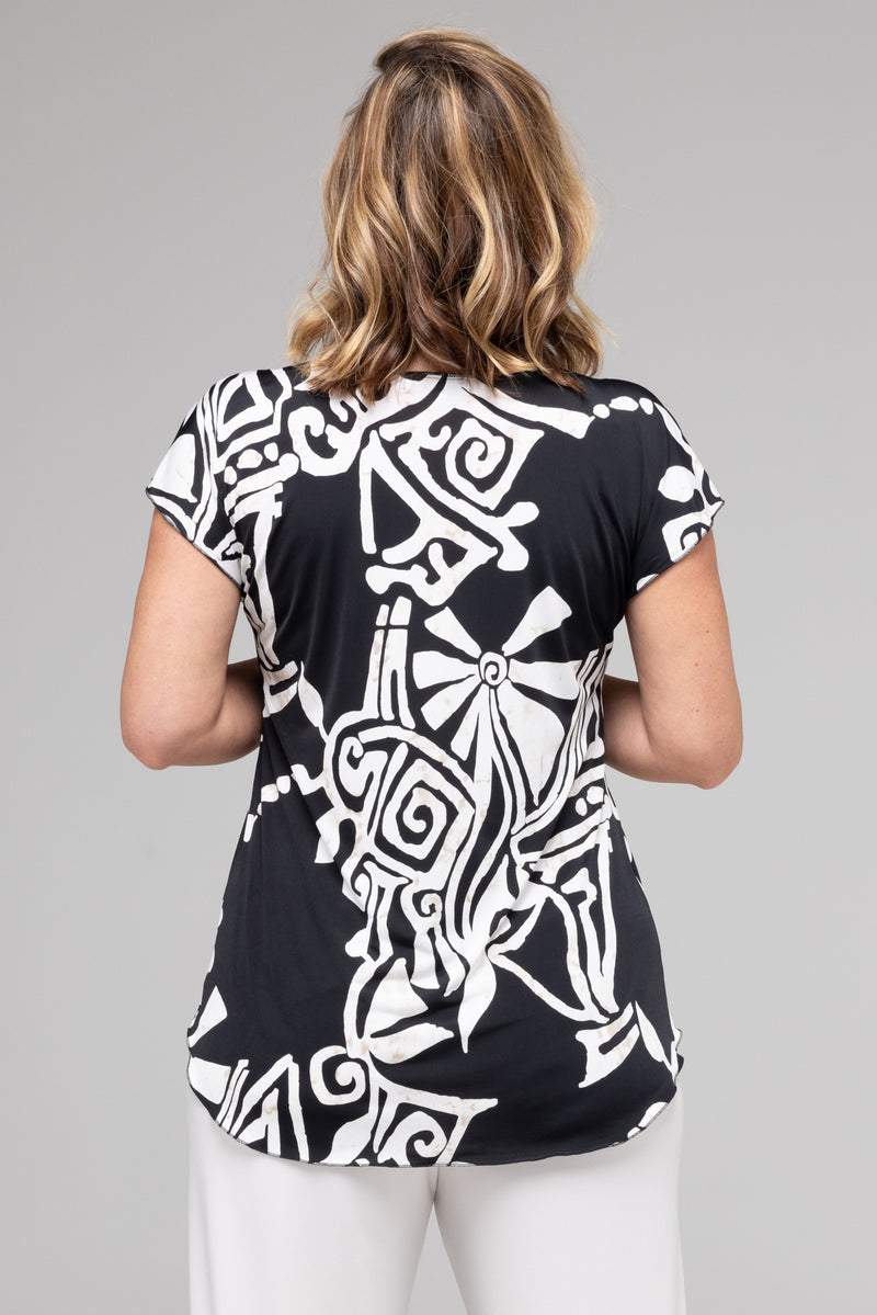 Maori Print Short Sleeve Jersey Top