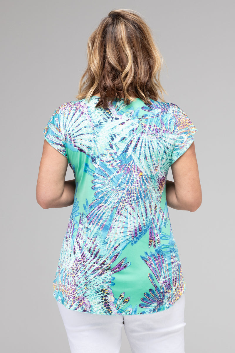 Island Print Short Sleeve Jersey Top