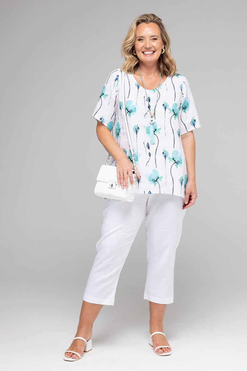 Stems Short Sleeve Linen Swing Shirt