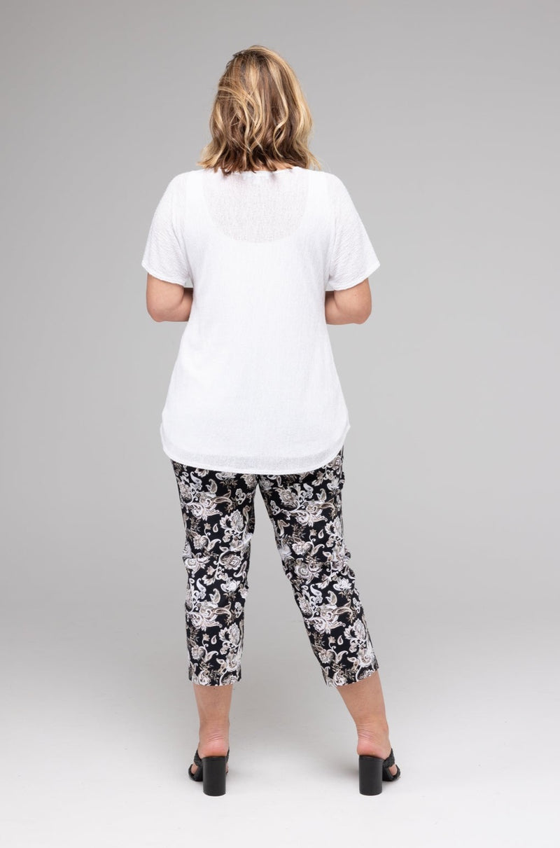 Portofino Print Stretch Rayon Nylon Capri Pants