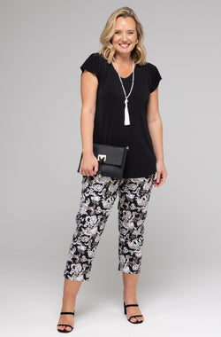 Portofino Print Stretch Rayon Nylon Capri Pants