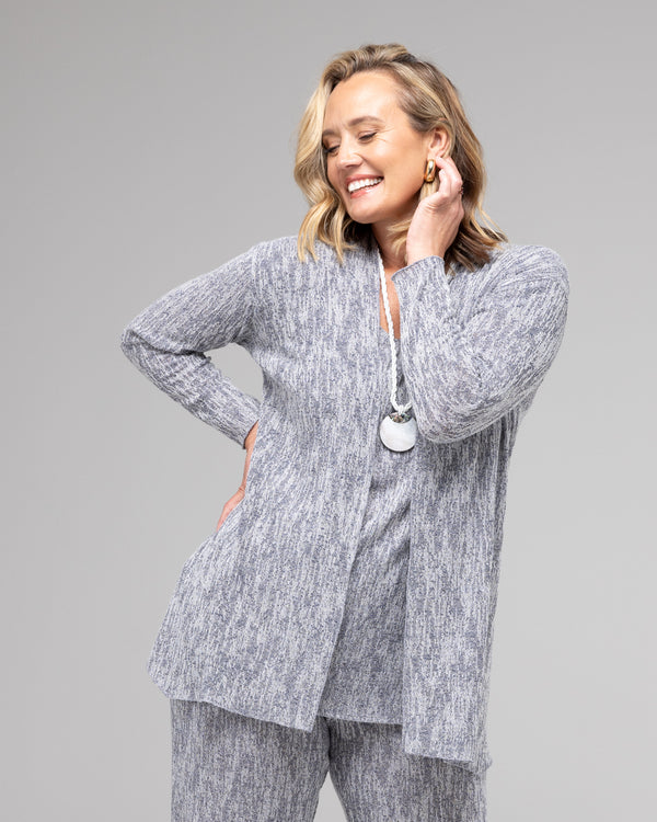 TWIN SET - INK Haven Poly/Rayon Knit Longer Sleeve top + Cardigan