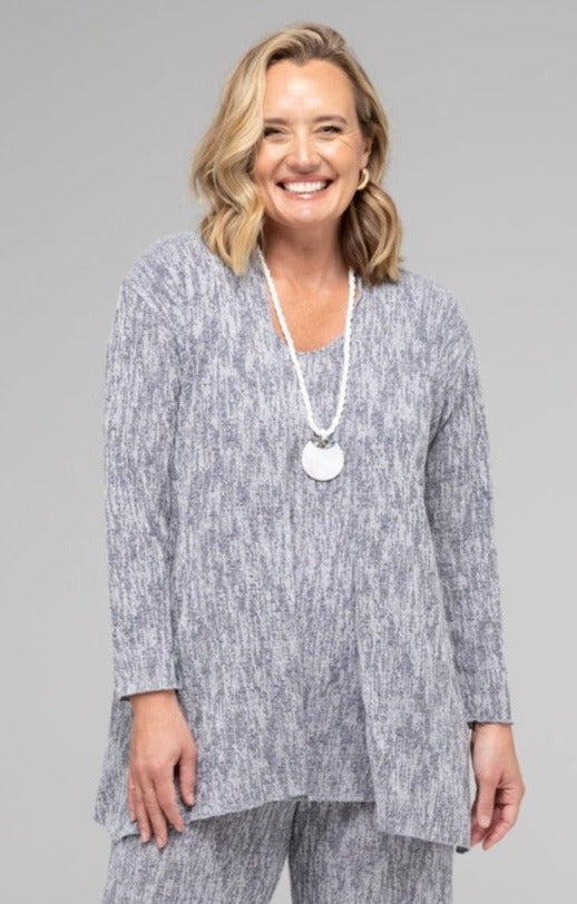 TWIN SET - INK Haven Poly/Rayon Knit Longer Sleeve top + Cardigan