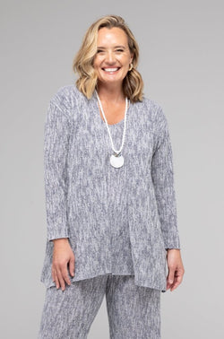 TWIN SET -Ink Haven Poly/Rayon Knit Feature Stitched Top + Cardigan