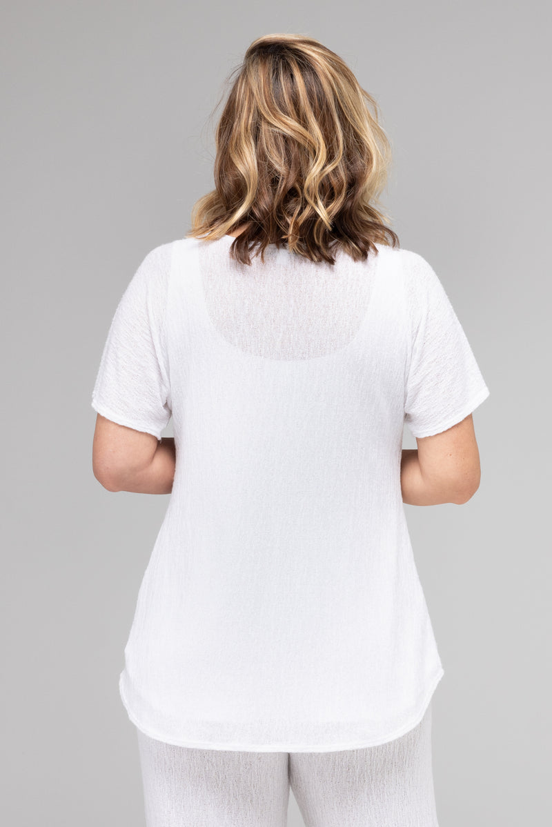 TWIN SET - White Haven Poly/Rayon Knit Longer Sleeve top + Cardigan