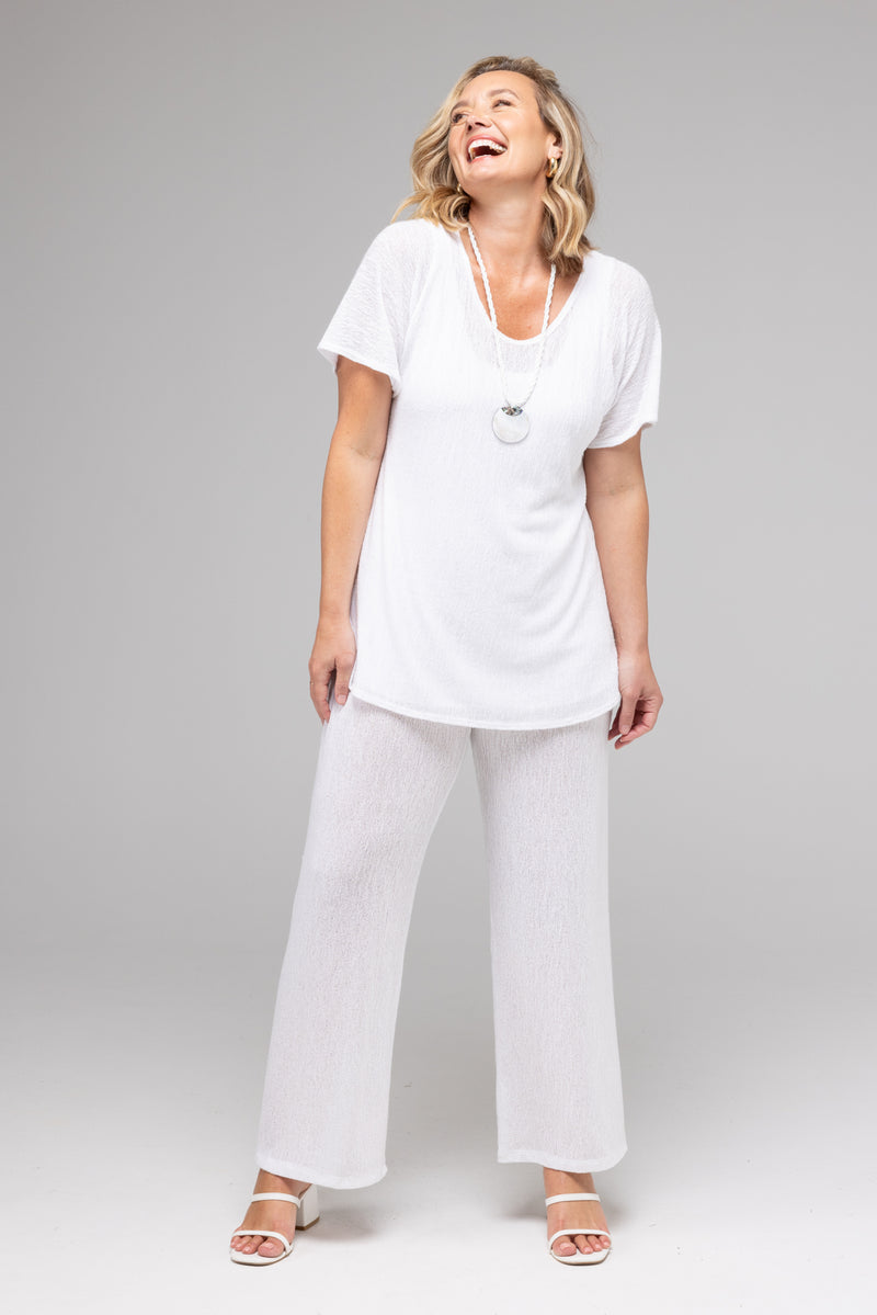 TWIN SET - White Haven Poly/Rayon Knit Longer Sleeve top + Cardigan