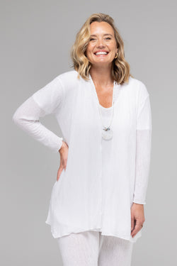 TWIN SET - White Haven Poly/Rayon Knit Longer Sleeve top + Cardigan