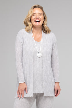 TWIN SET - Silver Haven Poly/Rayon Knit Feature Stitched Top + Cardigan