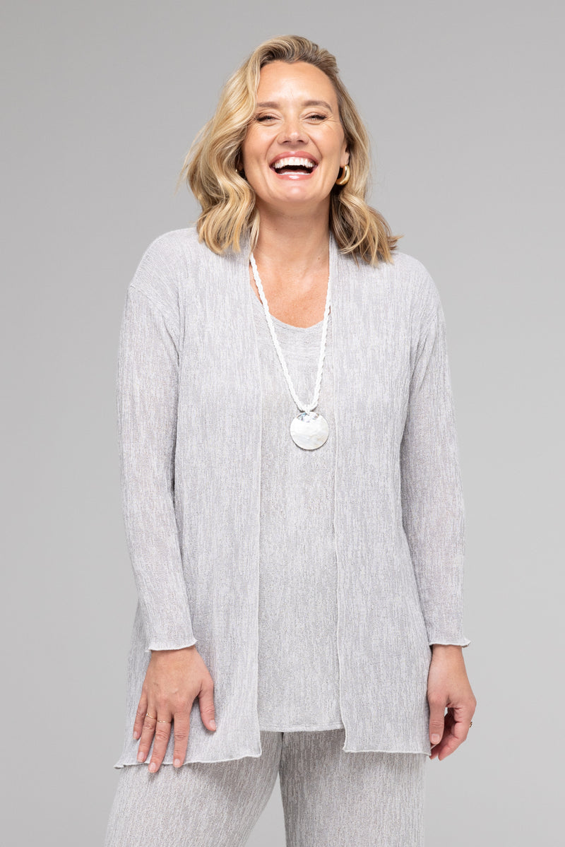 TWIN SET - Silver Haven Poly/Rayon Knit Feature Stitched Top + Cardigan
