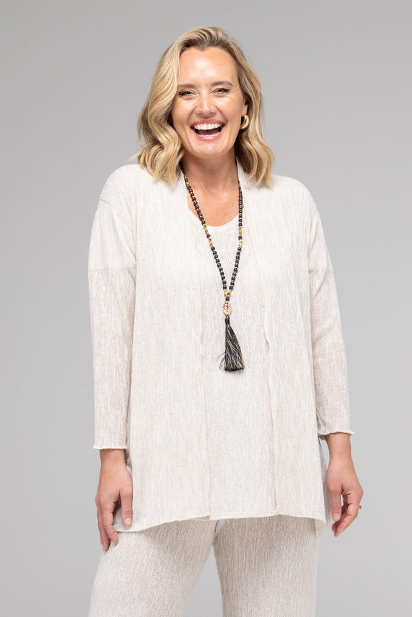 TWIN SET - Sand Haven Poly/Rayon Knit Longer Sleeve top + Cardigan