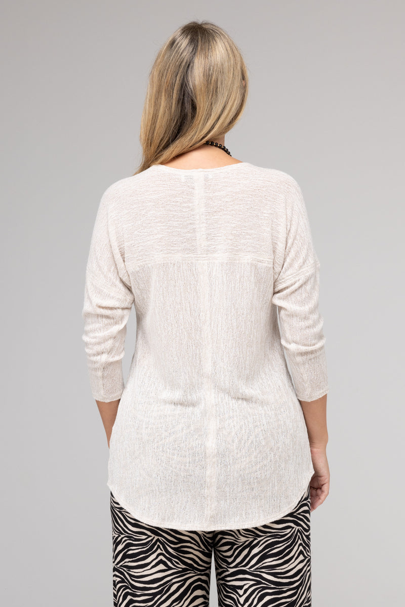 Sand Haven Feature Stitched Poly/Rayon Knit 3/4 Sleeve Top