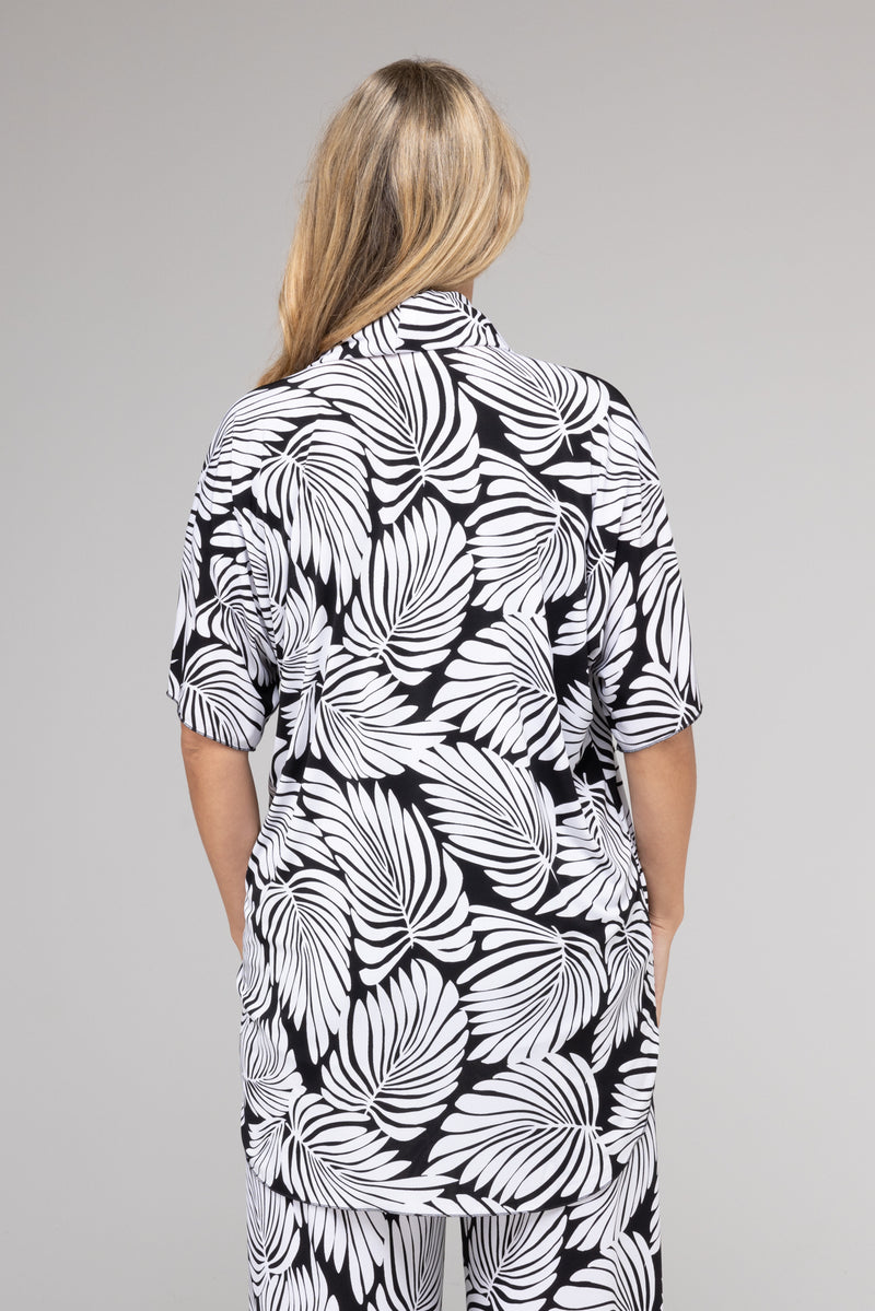 Monstera Print Jersey Short Sleeve Kimono