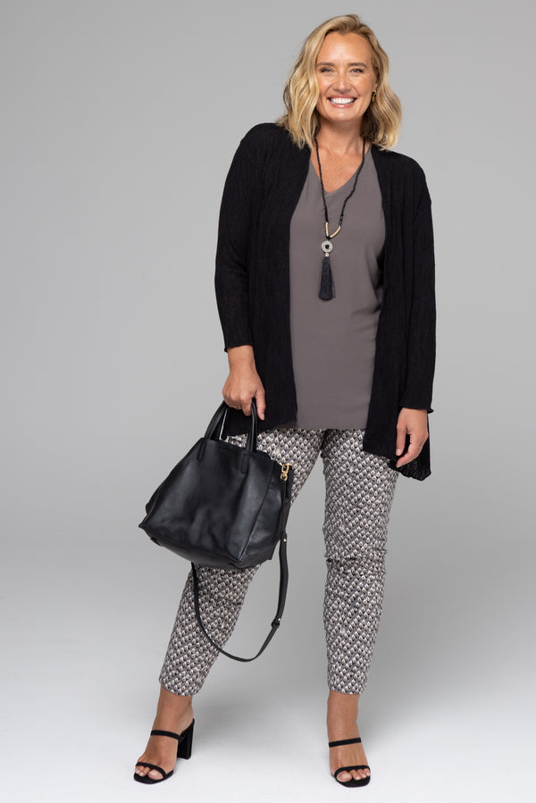 Arrows Print Stretch Rayon/Nylon Full Length Pants