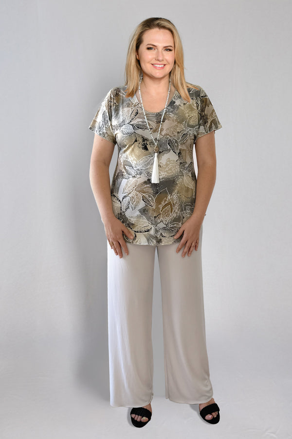 Ash Print Longer Sleeve Jersey Top