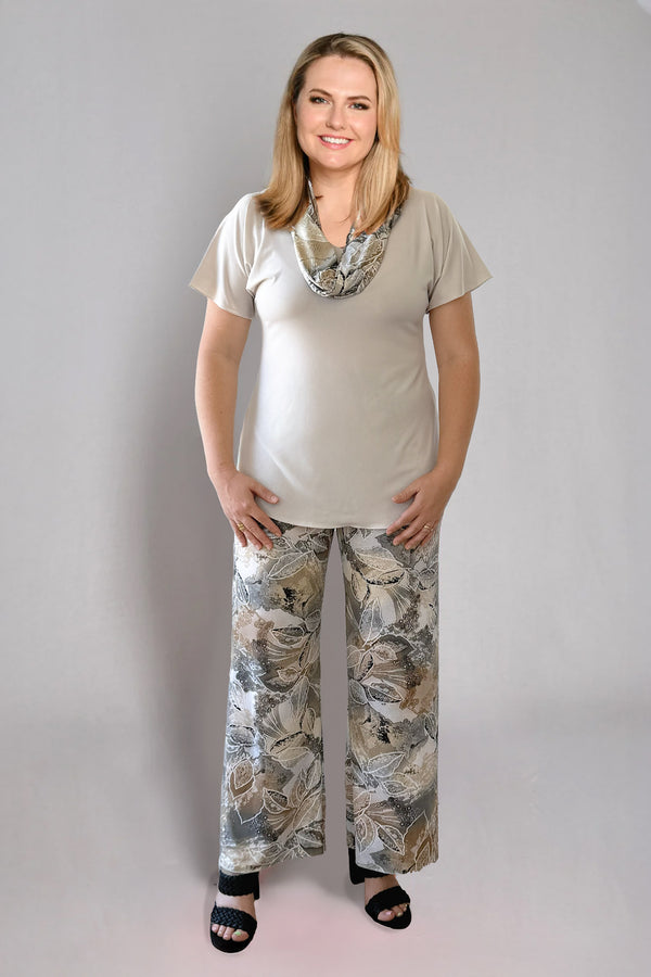 Ash Print Wide Leg Jersey Palazzo Pants