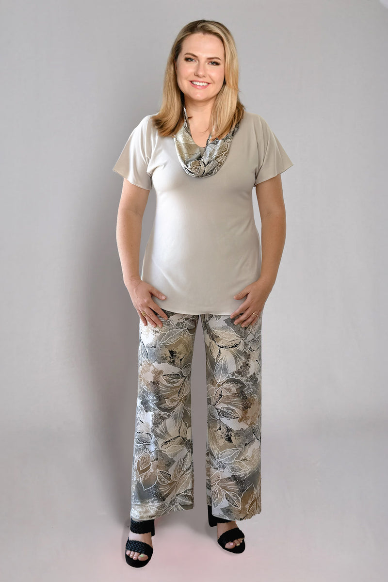 Ash Print Wide Leg Jersey Palazzo Pants