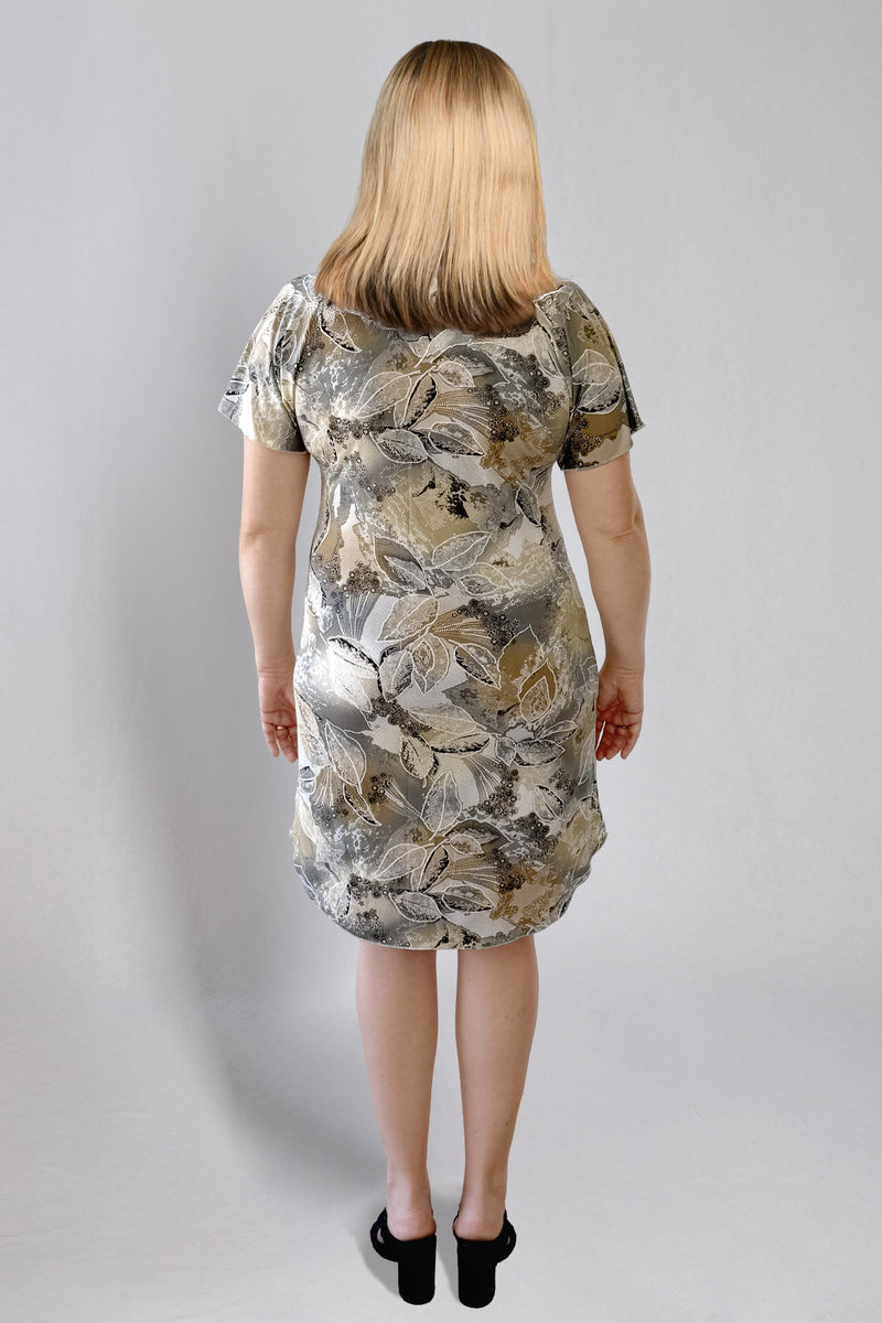 Ash Print Short Sleeve Jersey Shift Dress