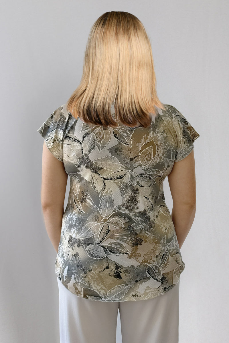 Ash Print Short Sleeve Jersey Top