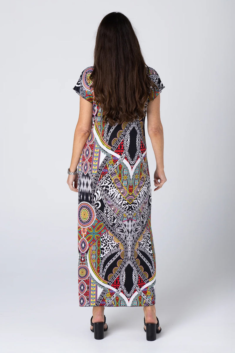 Aztec Print Short Sleeve Jersey Maxi Dress I Love My Life Aztec Print Short Sleeve Jersey Maxi Dress I Love My Life