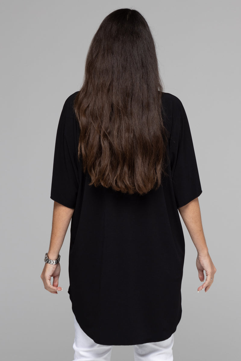 Black Jersey Short Sleeve Kimono