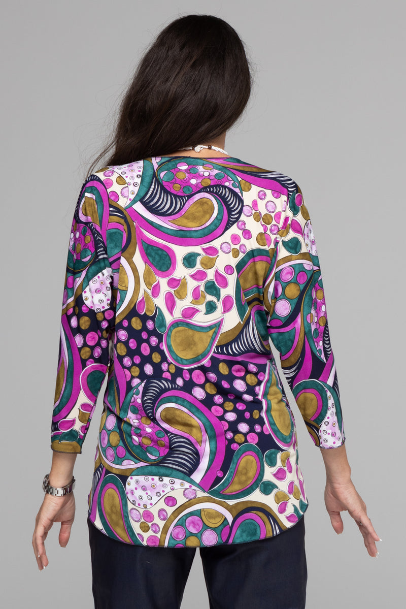 Bubbles Print 3/4 Sleeve Jersey Top