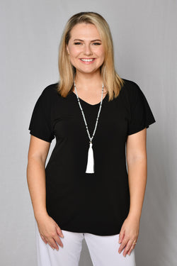 Black Microfibre Longer Sleeve Jersey Top