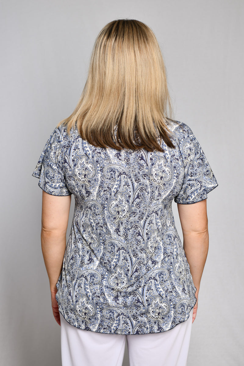 Wedgewood Print Longer Sleeve Jersey Top