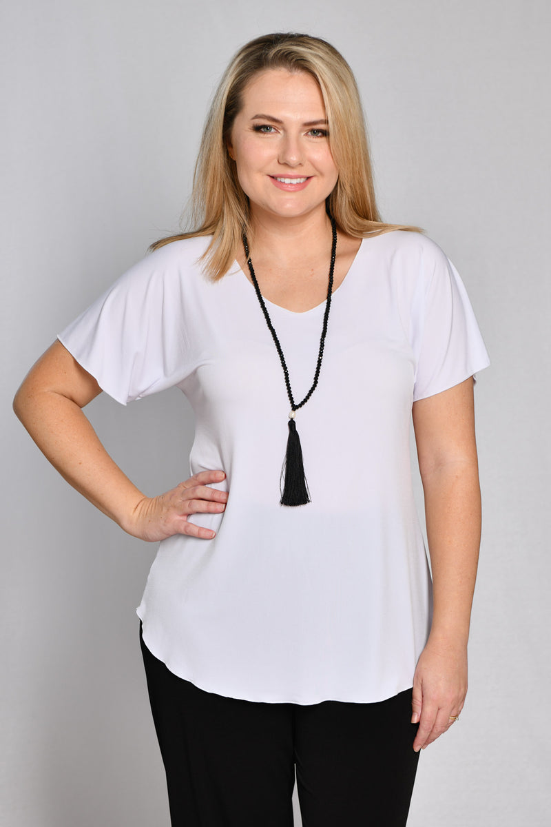 White Microfibre Longer Sleeve Jersey Top