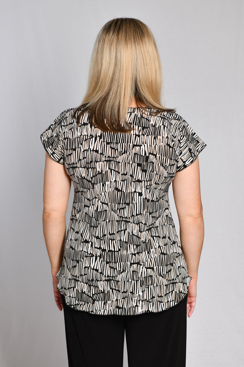 Grid Print Short Sleeve Jersey Top