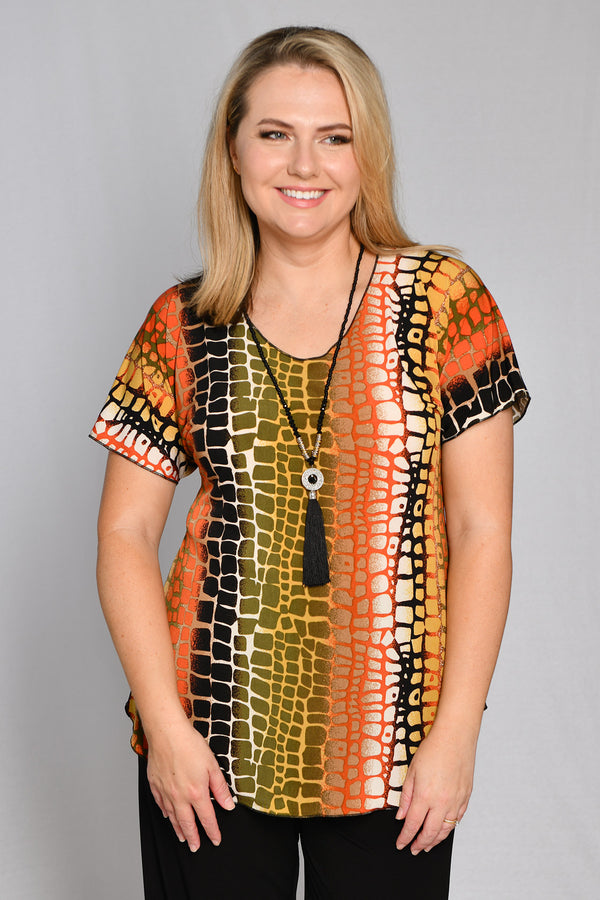 Reptile Print Longer Sleeve Jersey Top