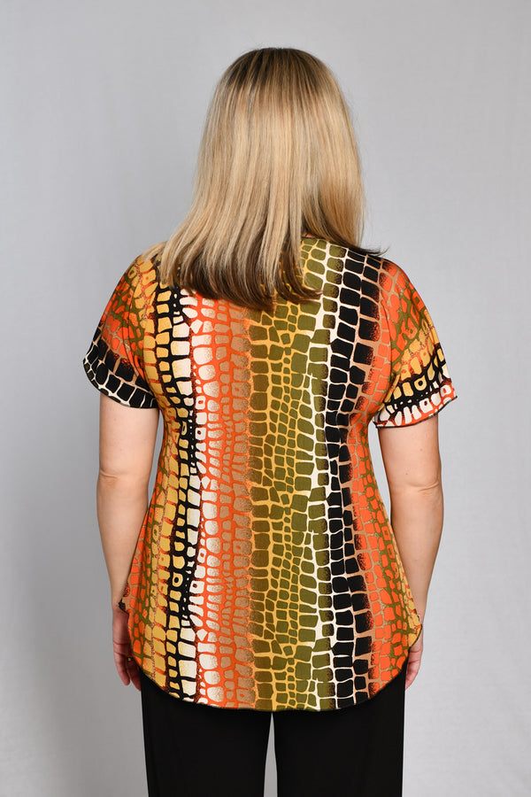 Reptile Print Longer Sleeve Jersey Top