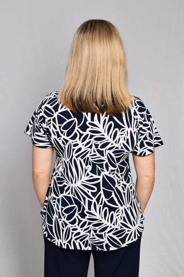 Scribble Print Longer Sleeve Jersey Top