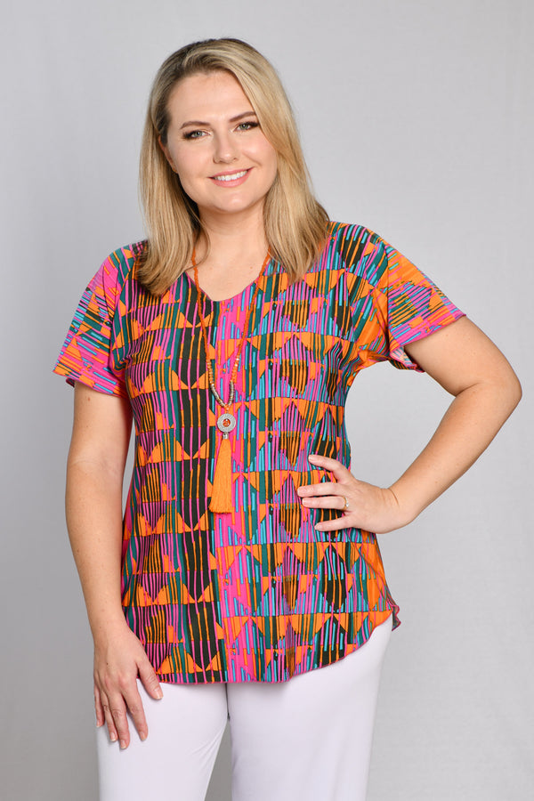 Cairo Print Longer Sleeve Jersey Top