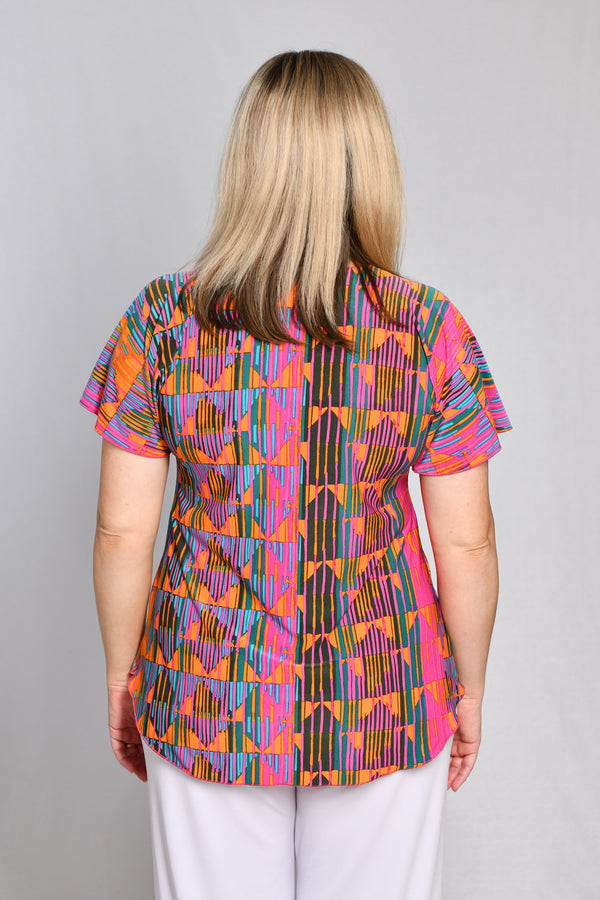 Cairo Print Longer Sleeve Jersey Top